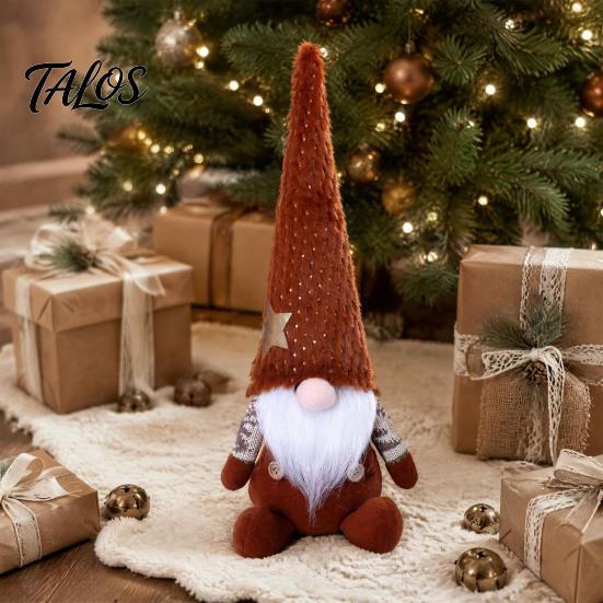 Cozy Festive Indoor Ornament Set Christmas Knit Gnome Plush, Nordic Forest Elf Faceless Doll Figurine Decorative Stuffed Dolls for Shelf, Soft Holiday