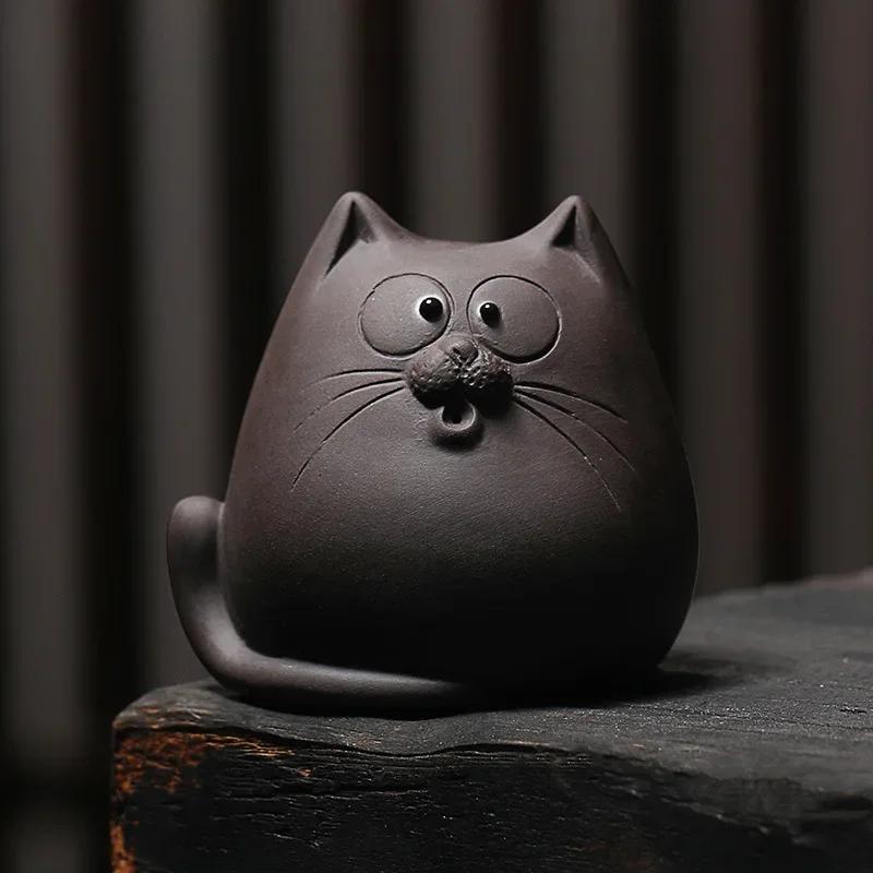 

Purple Sand Tea Pet Cat Decoration Tea Set and Tea Set Accessories Chinese Handmade Mini Table Decoration
