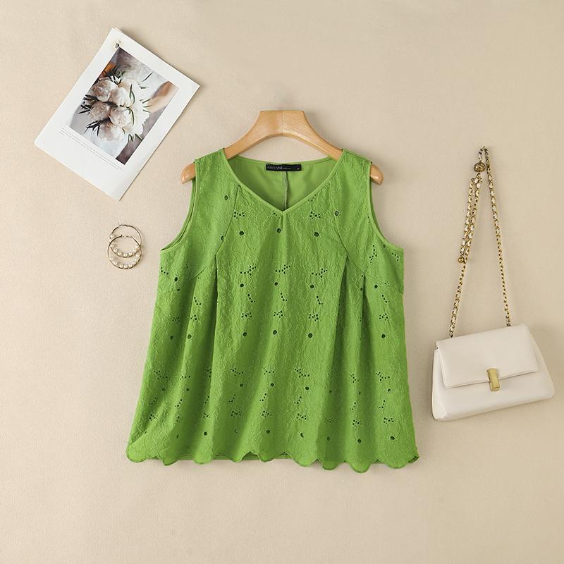 ZANZEA Women Casual V-Neck Sleeveless Lace Crochet Patchwork Tank Tops M