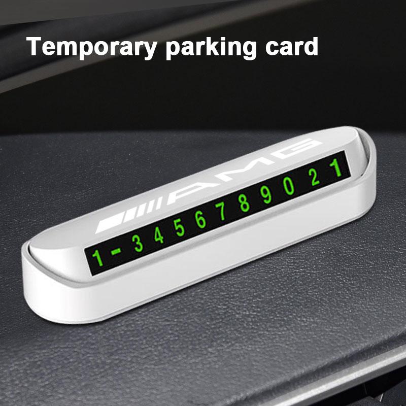 1Pcs Car Temporary Parking Card Sticker Phone Number Card Plate For Mercedes-Benz AMG C500 C200 C300 A B C E GLA CLA GLK GL ML GLE W204 W205 W203 W211