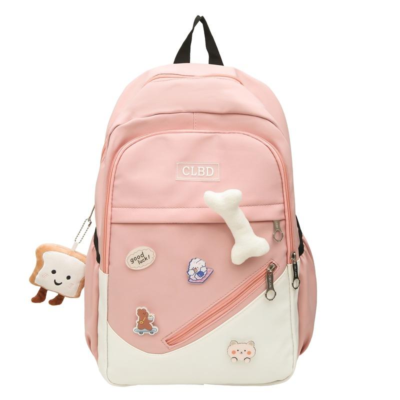 Schoolbag New Schoolbag Women's Japanese Small Fresh Cartoon Cute Middle School Backpack Contrasting Color Simple Junior High School Backpack