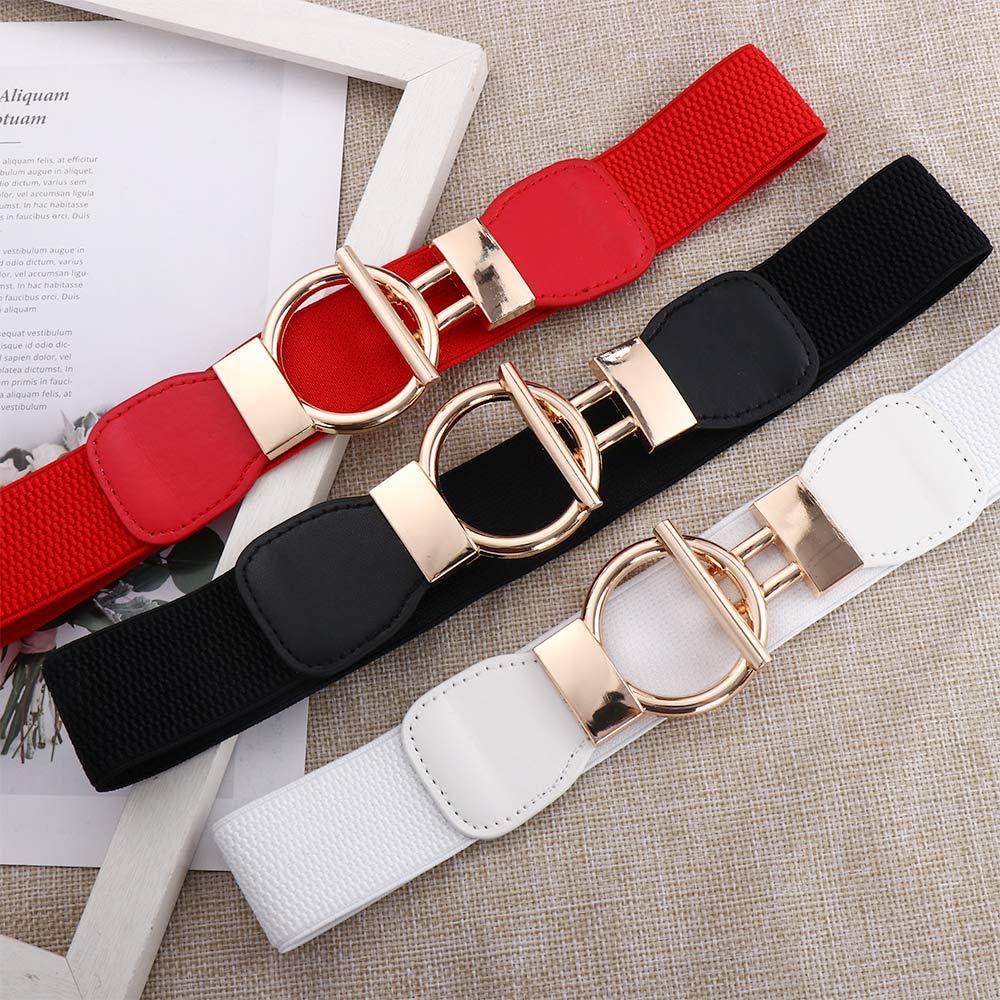 Gold Dress Decor Accessories Round Buckle Clothes Waist Belts Elastic Belts Waistband Cummerbunds