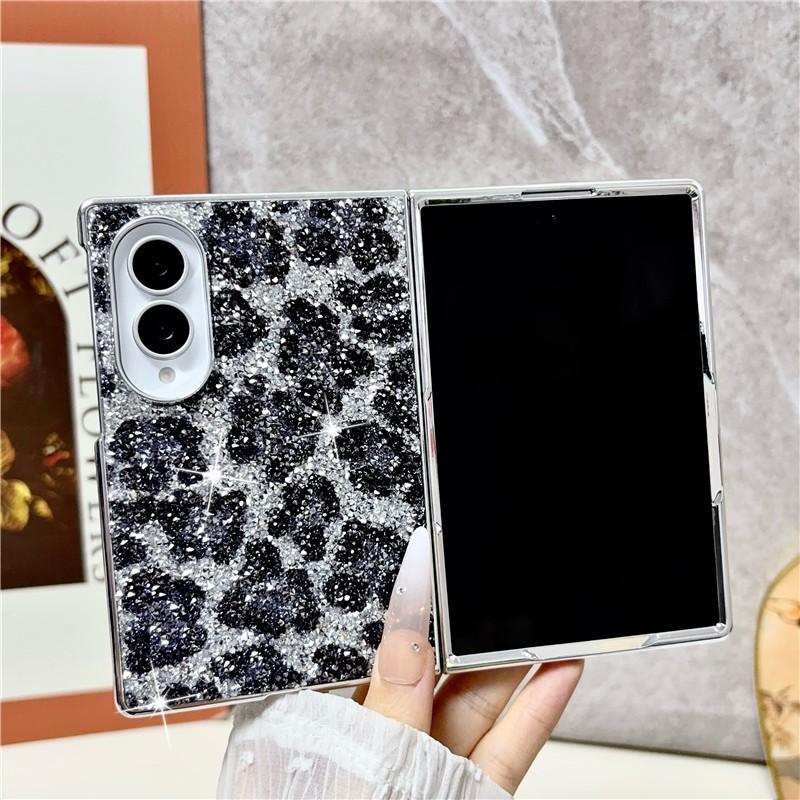 Bling Diamant Leopard Stil Hülle Für Samsung Galaxy Z Fold 8 Ultra Fold7 Fold 6 5 4 Sexy Luxus Glitzer Beschichtung Schutzhülle