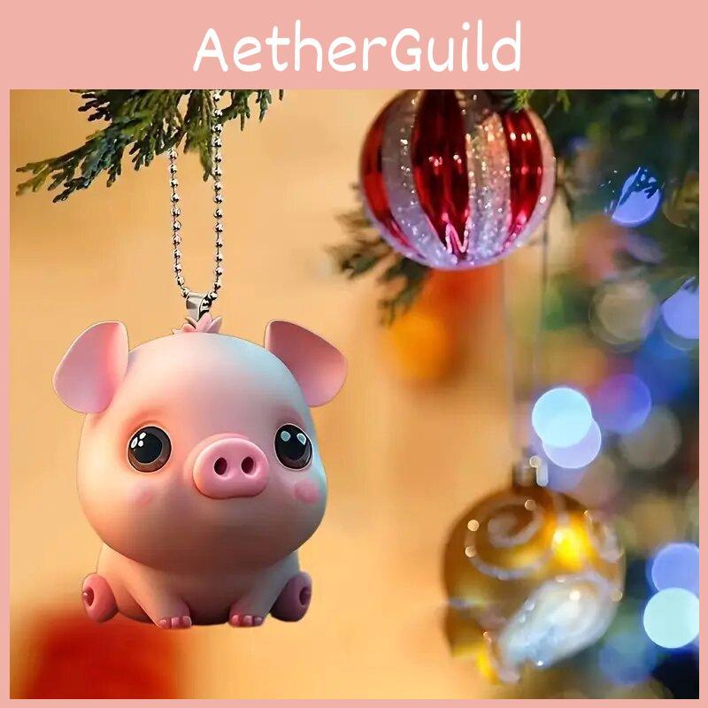 Adorable Pig Acrylic Car Hang Decoration Keychain For Backpack And Holiday Decor