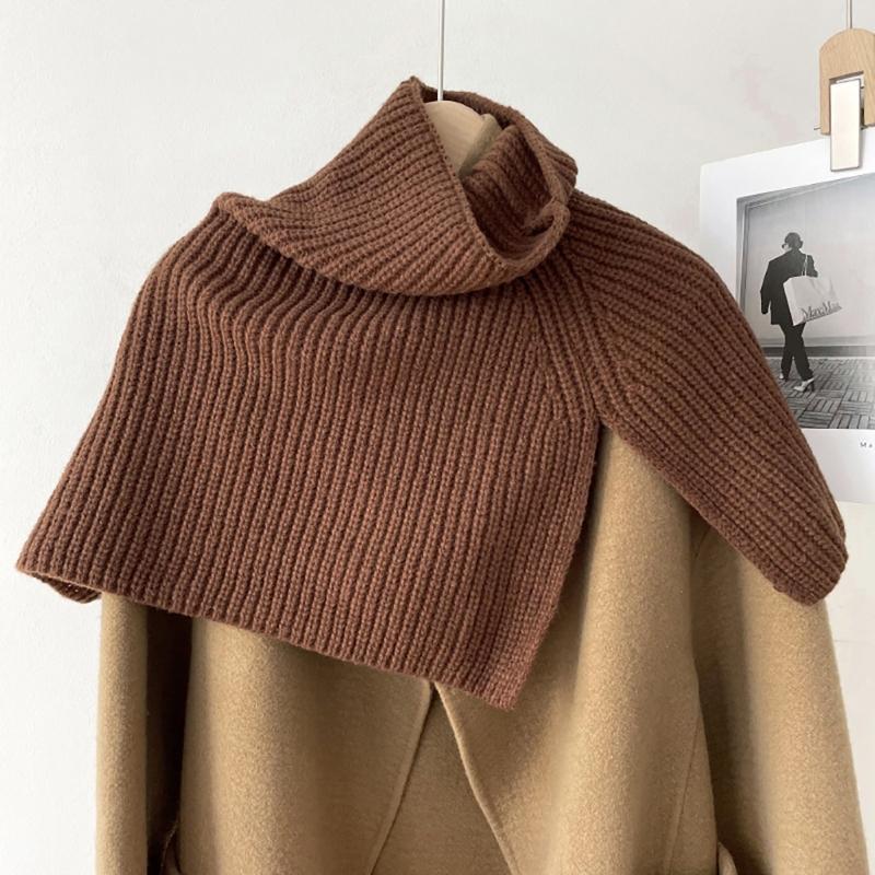 Zimní teplý svetr s odnímatelným límcem, pulovr, šátek, šátek, zavinovací ramena, pletený rolák, plášť