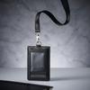 Leather Work ID Badge Holder with Foldable Magnetic Closure