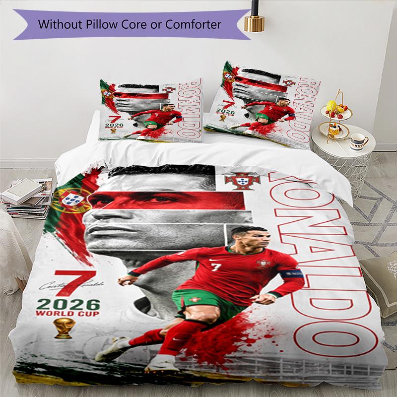 Ronaldo's Cr7 Goal Celebration Bedding Set, Breathable Duvet Cover with Pillowcases, Soft Bed Linen for Bedroom Home Decoration, Perfect Festival Birt