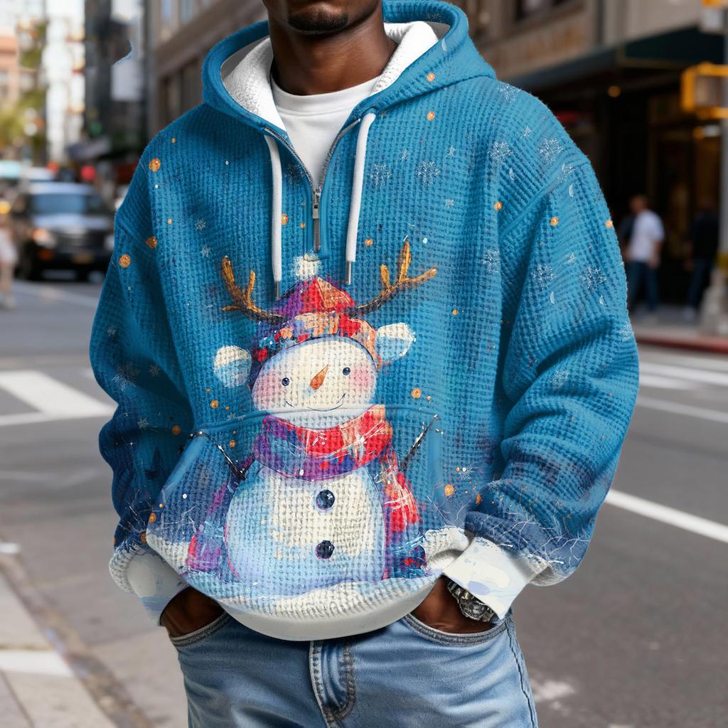 Pánská  Móda  Trendy Mikina s kapucí na půl zipu  Pulovr  Zesílená  Fleecová  Textura  Mikina