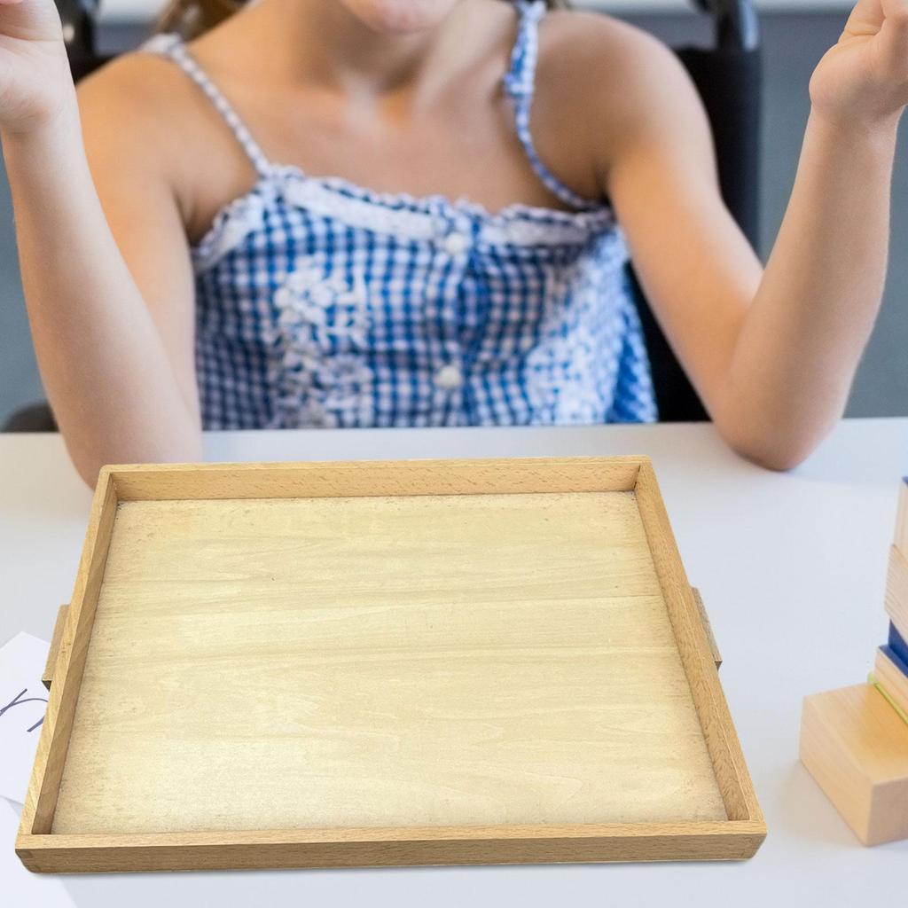 Elegant Wooden Serving Tray with Handles for Dining