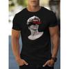 European Sizes Men's Casual T Shirt Classical Statue Headphones Hello Print Street Style Adult Men Fashion Daily Wear