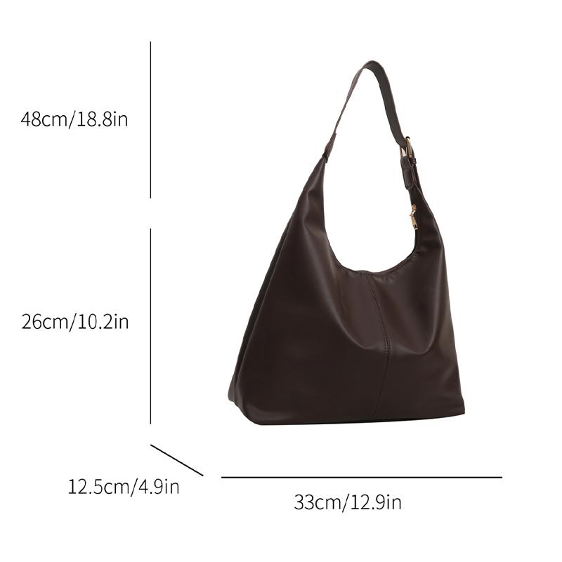 Large Capacity Female Shoulder Bag Trendy Casual Soft PU Women's Handbags Solid Color Retro Tote Bag For Commute Shopping