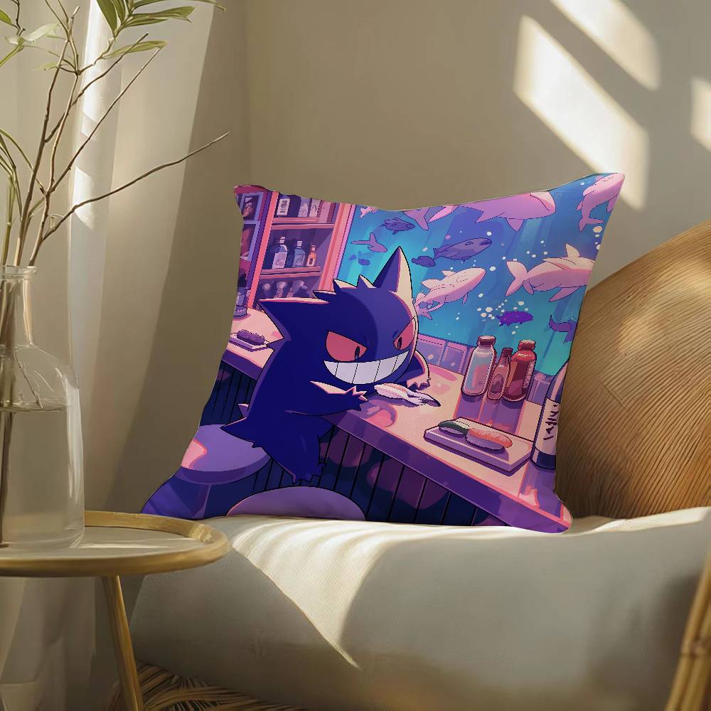 Pokemon Fantasy Adventure Anime Plush Pillow Cover Soft Short Plush Cushion Cover For Sofa Bedroom Home Decor Gift