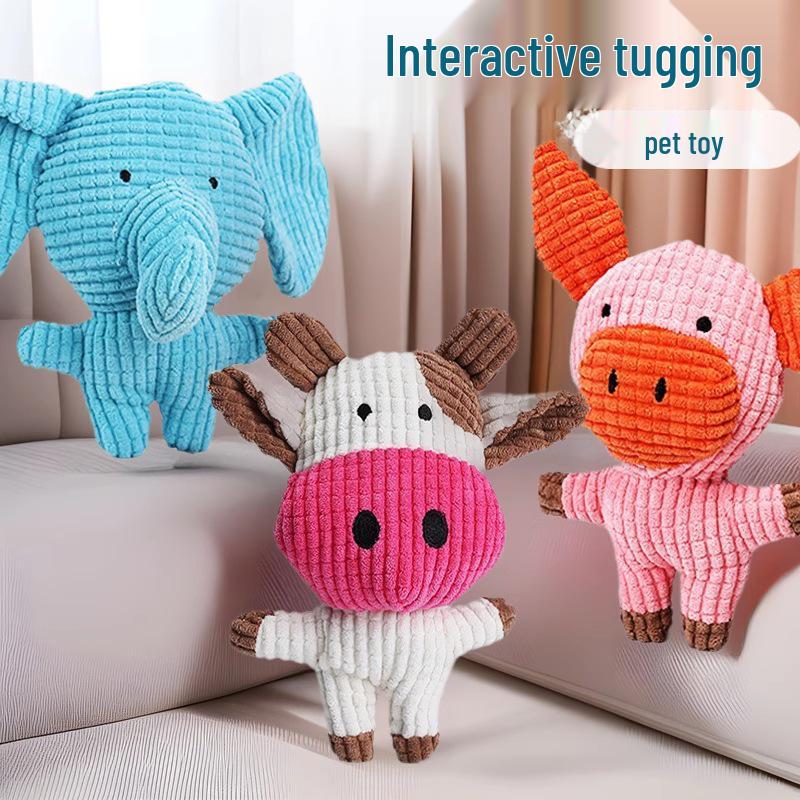 Bite-Resistant Teething Plush Dog Toy with Sound, Self-Play & Boredom Relief