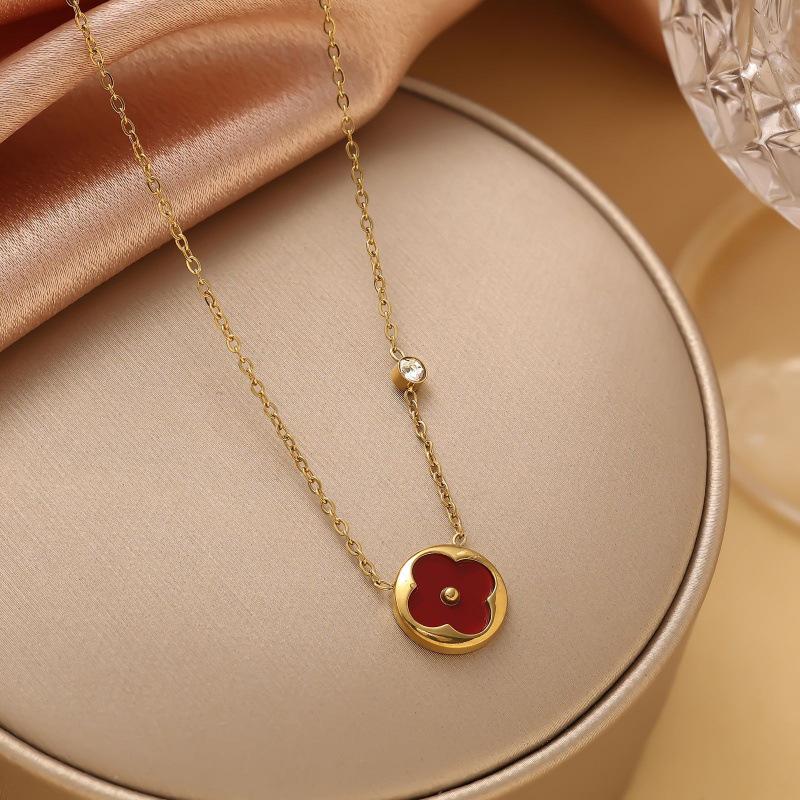 

Ожерелье с четырехлистным клевером, женское, универсальное, изысканное, для пожилых людей, с чувством счастливой травы, легкое, роскошное, темпераментное, ювелирное изделие