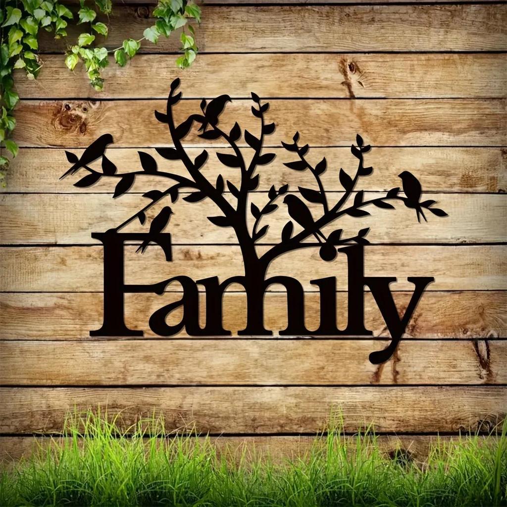 Metal Family Tree Wall Art, Rustic Home Decor Sign, Farmhouse Housewarming Gift, Modern Decorative Plaque for Living Room