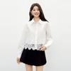 Sweet Lace-Trimmed Turn-down Collar Blouse