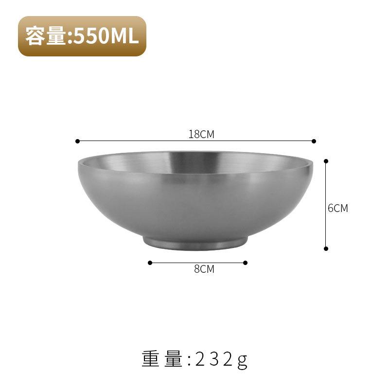 Korean 304 stainless steel noodle bowl commercial gold ramen bowl snail noodle bowl mixed with rice bowl big soup bowl