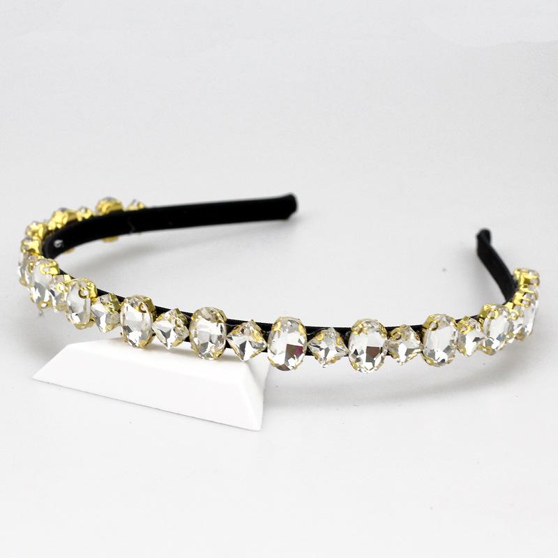 

2026 Korean Version Fashion Trend Rhinestone Headband Exquisite Geometric Full Diamond Pressure Hair Headband European and American Hair Accessories белый