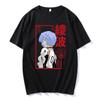 100% Cotton Anime Harajuku Ayanami Rei Printing Tshirt MenMomen Oversized Short Sleeve T-shirt Spring Summer Tops