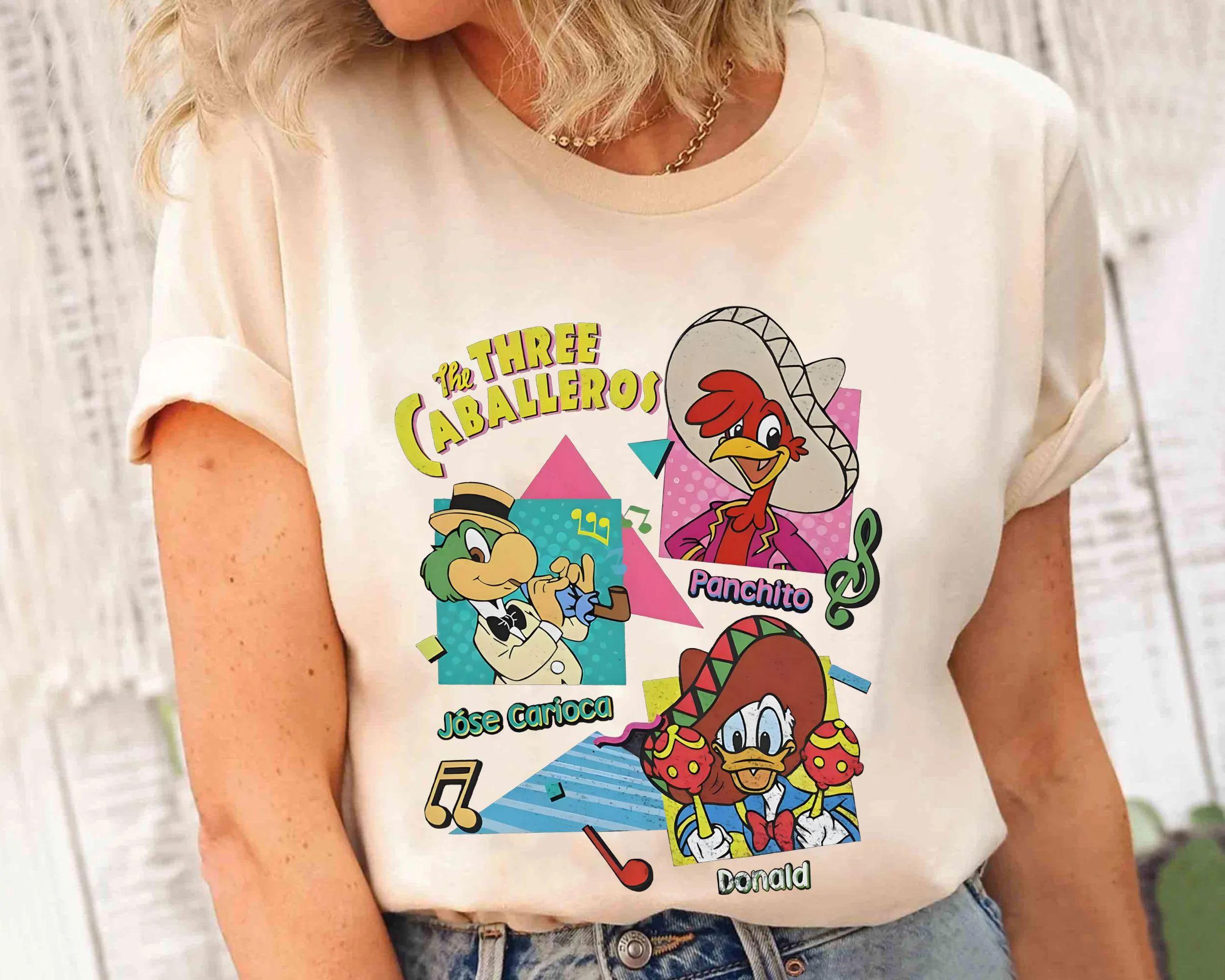 90S    Three Caballeros Classic Shirt Onald Duck Jose Carioca Panchito Pistoles Tshirt   land Family Trip Vacation S