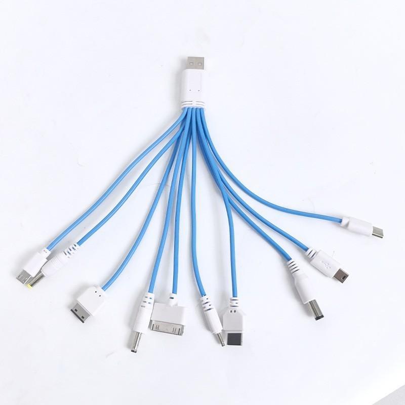 10-in-1 Universelles Multi-Kopf-USB-Ladekabel Schnellladekabel Tragbares Kabel für Handy Ohrhörer Powerbank Outdoor-Nutzung