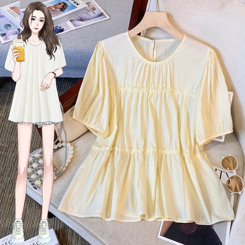 Plus Size Women s Ruffle Chiffon Short Sleeve Summer Top 4XL абрикосовый