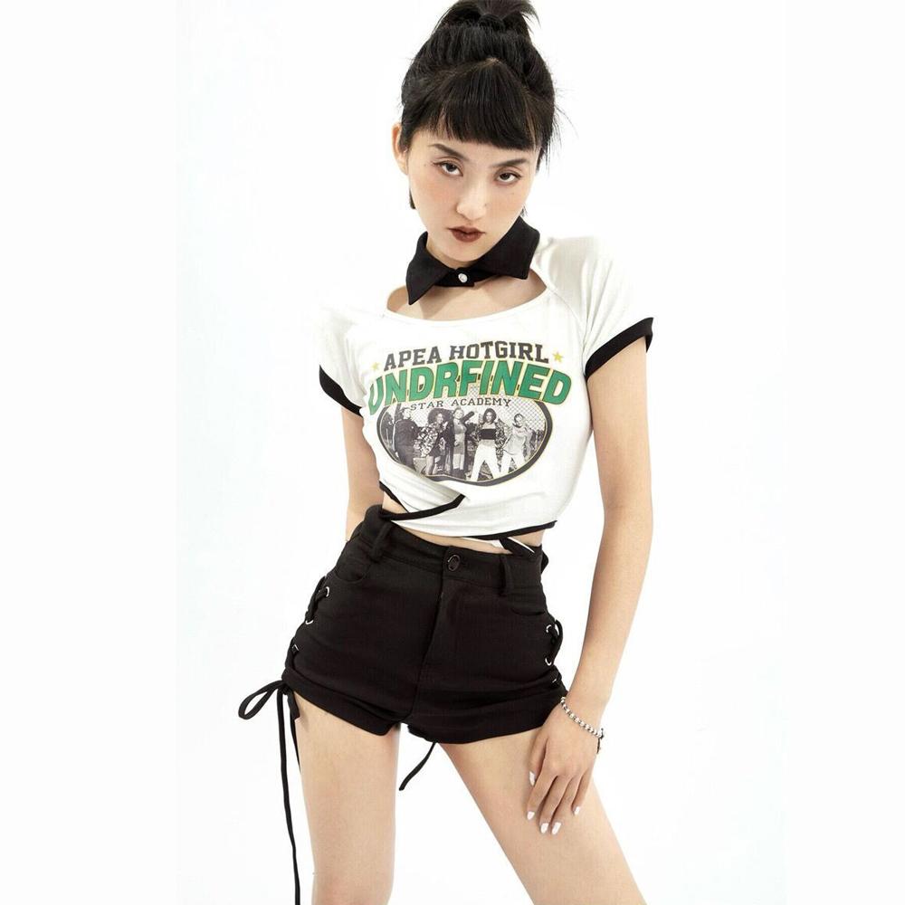 Bandage Sexy Y2k Shorts Women Streetwear Gothic Mini High Waist Lace Up Casual Tight Black Goth Club Fashion Summer Hot Pants