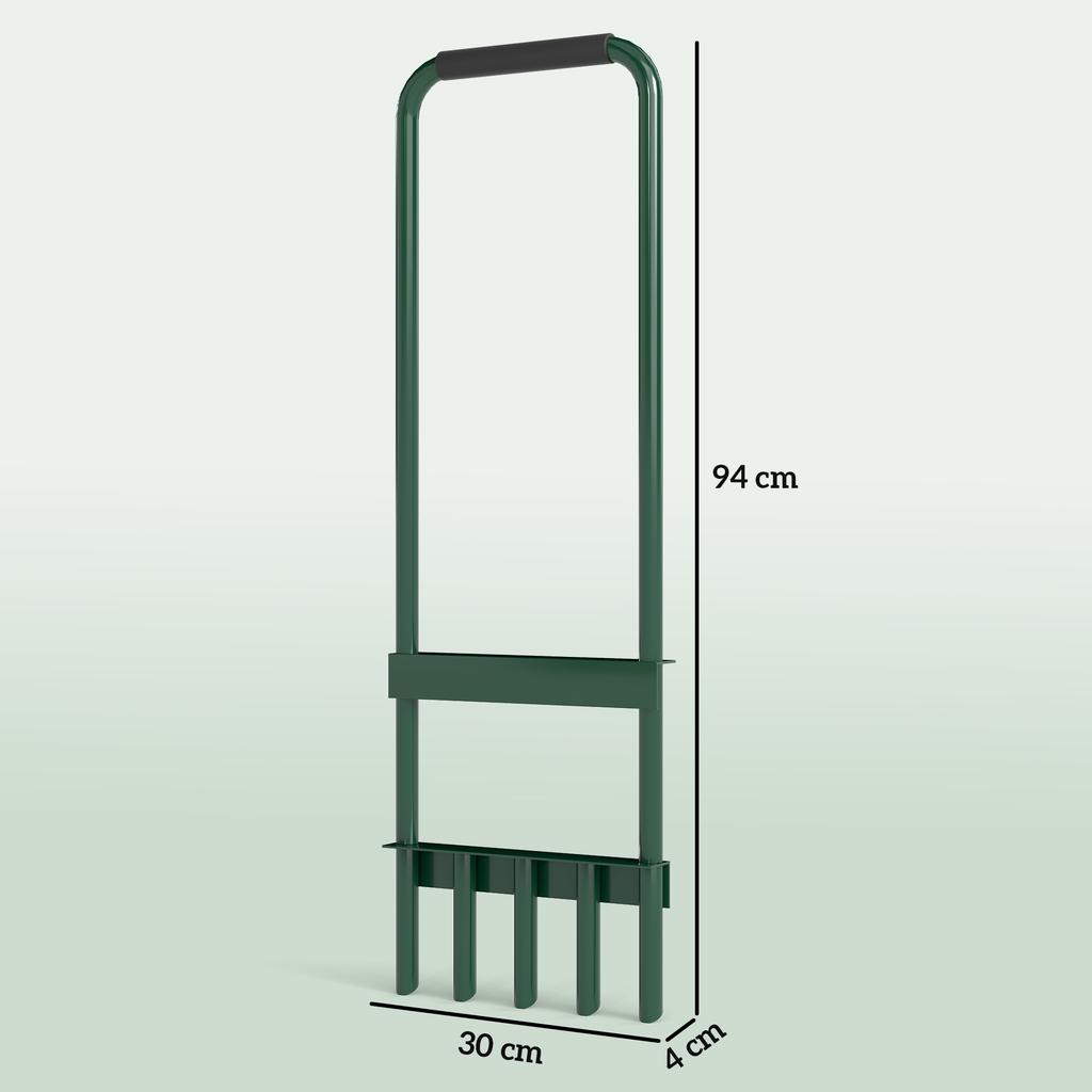 Manual Lawn Aerator, 5 Hollow Prongs, Non-Slip Handle, Dark Green