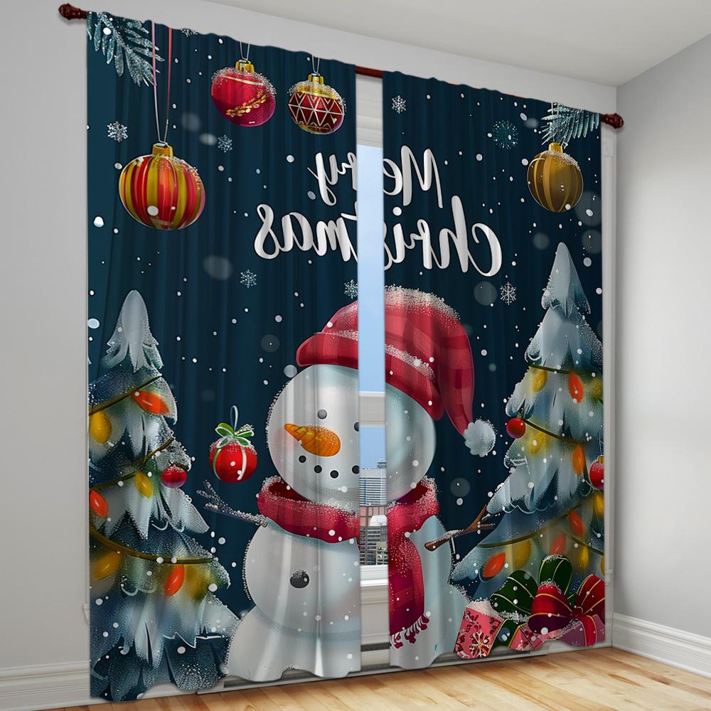 

Easy Hanging Perfect for Living Room Space Bedroom Decor Machine Washable for Merry Xmas Elk Bell Draperies Rod Pocket Design Perfect ideal 100W130H(CM)&Grommet Top