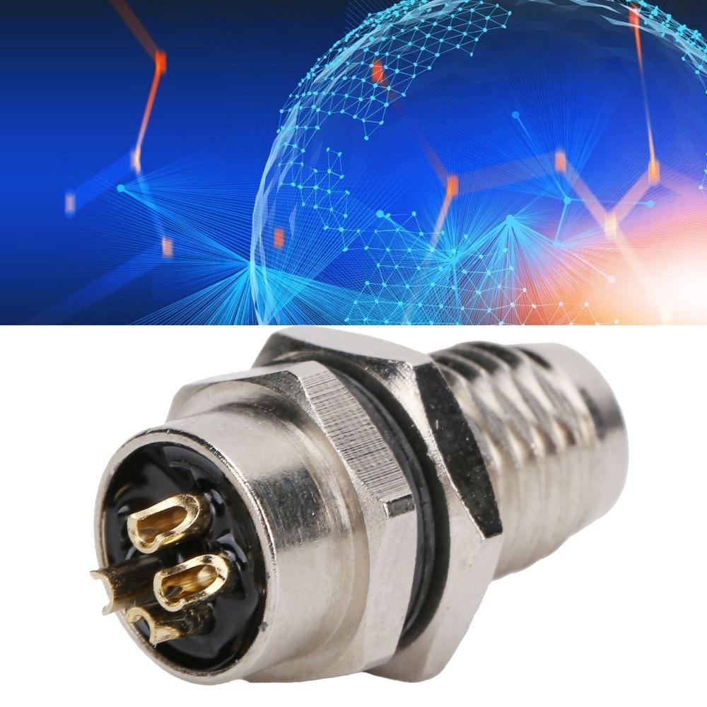 4Pin M8 Needle Socket Back Board Mounted Industrial Connector Aviation Connector  Field Assembly