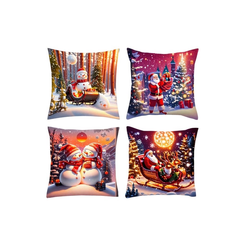 4 Pack Christmas Throw Covers, Decorative Cushion Cases for Home and Sofa Decoration