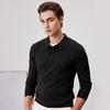 Men's Cashmere Mulberry Silk Blend Long-Sleeve Polo Shirt