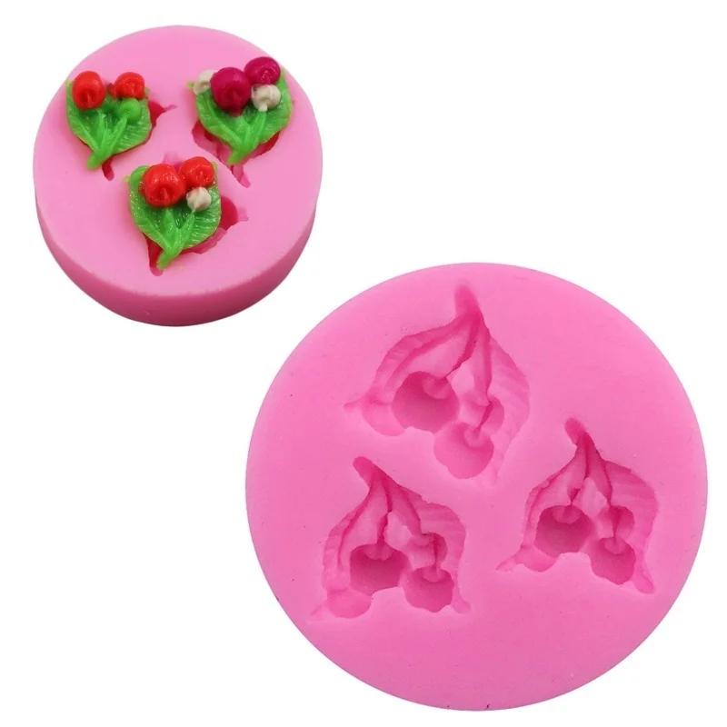 3D Kirschen Fondant Kuchen Schokolade Dekorationsform Modellierwerkzeug Form Silikonform Backzubehör