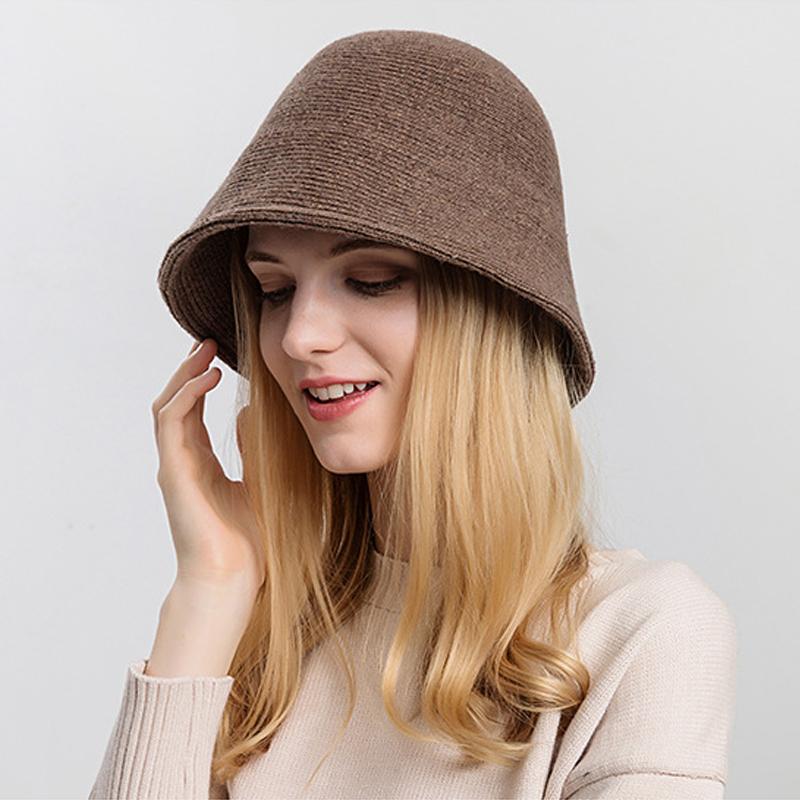 Cappello da pescatore lavorato a maglia autunno inverno Cappello da bacino da donna in tinta unita