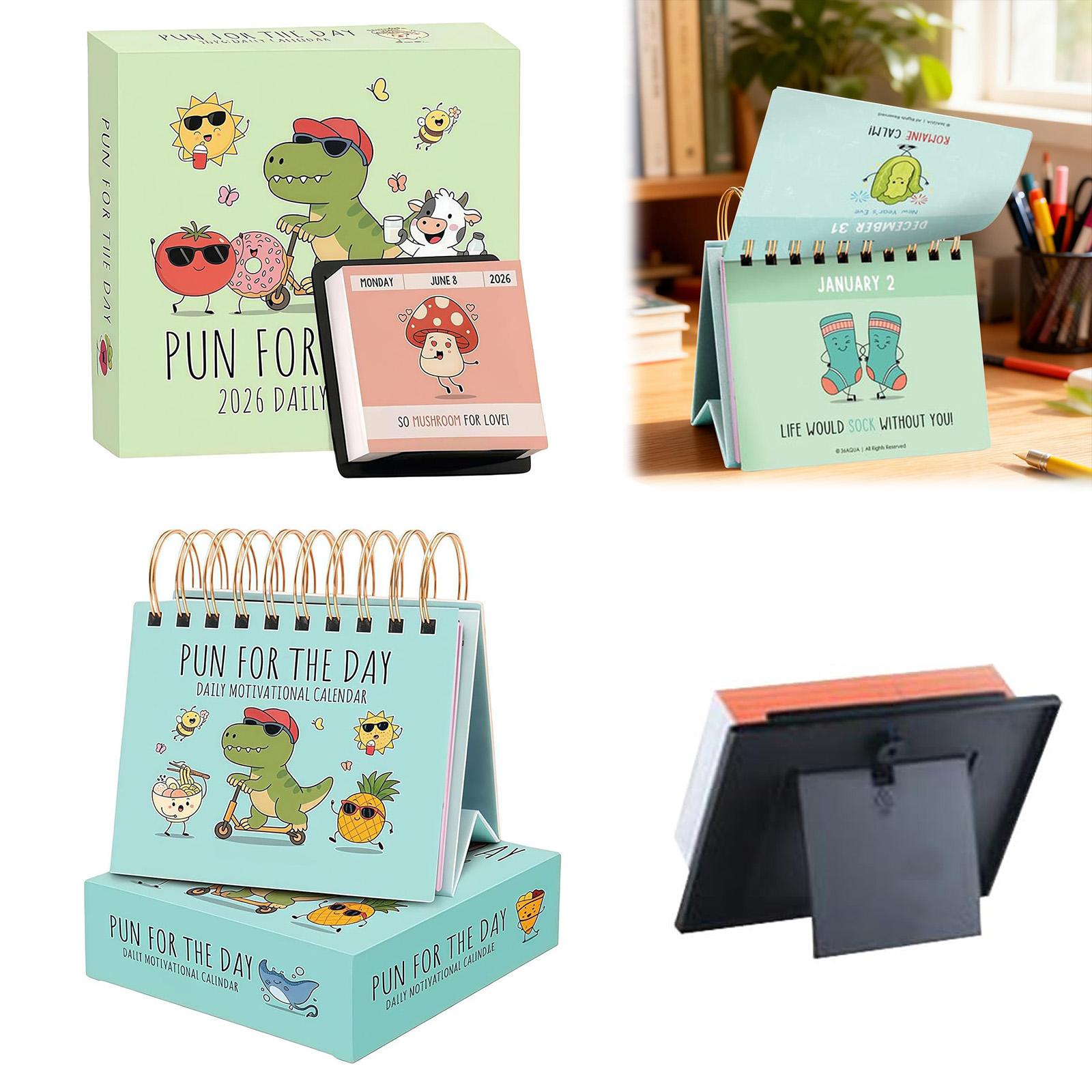 2026 Punny Motivational Desk Calendar Funny Pun Flip Calendar Daily Tear Off Desk Calendar With 365 Daily Puns Daily Calendar