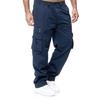 Men's Spring and Autumn Solid Straight Legged Cargo Pants Casual Multi-Pocket Long Pants Loose Fit Outdoor Fitness Trousers