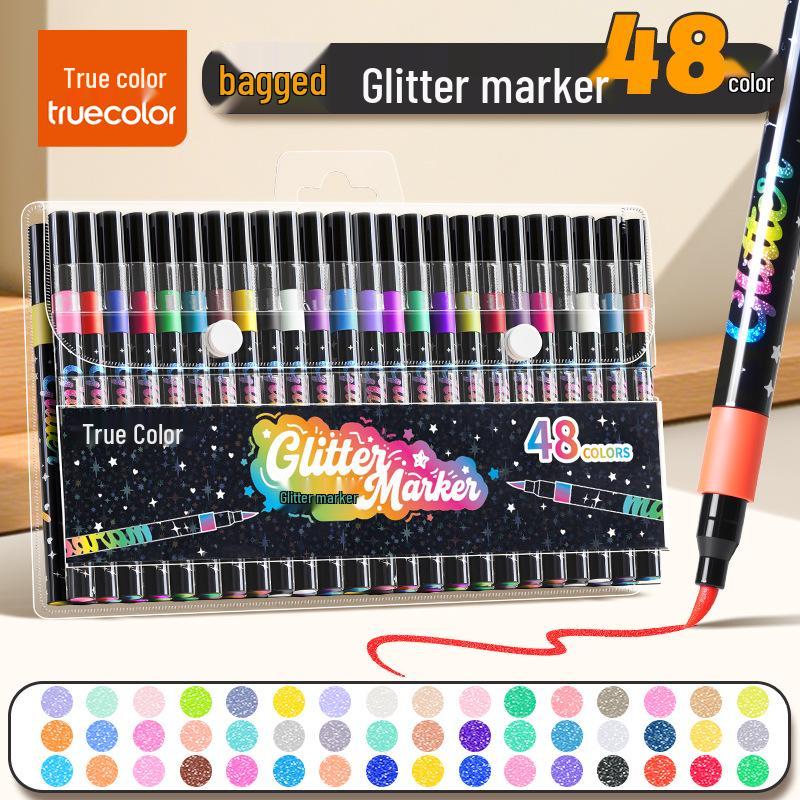 Echter Farbe Glitzer Filzstift für Grundschule & Kindergarten Kunst – Wasserbasierter Glanz.