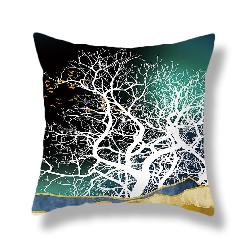 45X45CM Creative Hand-painted Natural Scenery Cushion Cover Sofa Office Seat Cushion Cover Creative Ornaments Home Decoration