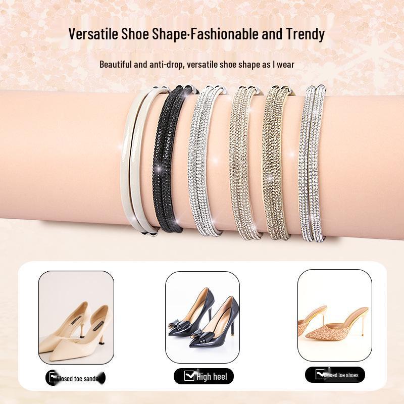 Multicolor Rhinestone Anti-Slip Elastic Heel Strap for High Heels, No Installation Required