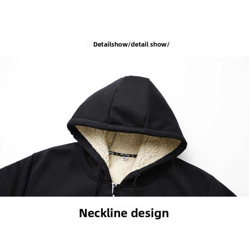 Thick Coat for Autumn and Winter, Loose Lambskin Hoodie, Work Clothes for Construction Sites, Jacket