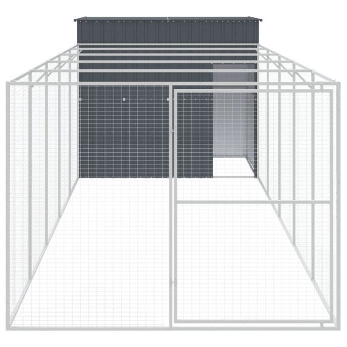 VidaXL Niche pour chien avec cour anthracite 214x661x181 cm, cage pour chien, abri pour chien, maison pour animaux, cages 3189133