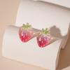 Cute and small resin strawberry peach fruit silver needle earrings, sweet and less spring and summer small fresh earrings