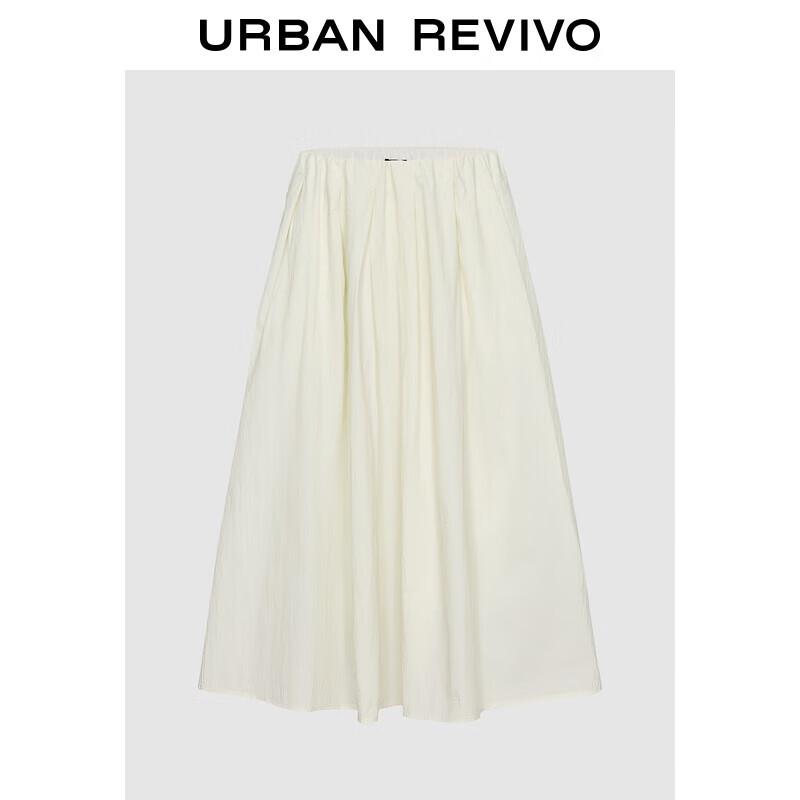 UR 2025 Fall Flowing Texture Pleated A-Line Midi Skirt M