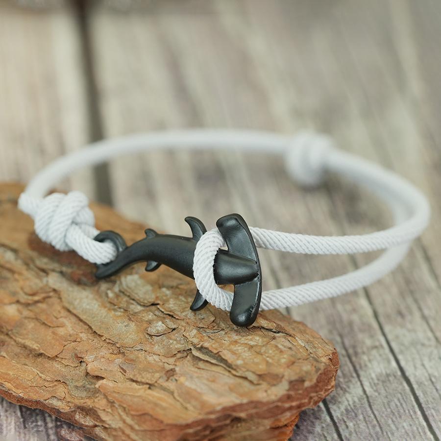 New Marine Animal Lovers Shark Bracelet For Men Sliding Adjustable 7 Colors Grade A 3mm Thin String Braslet Pulseria Hombre