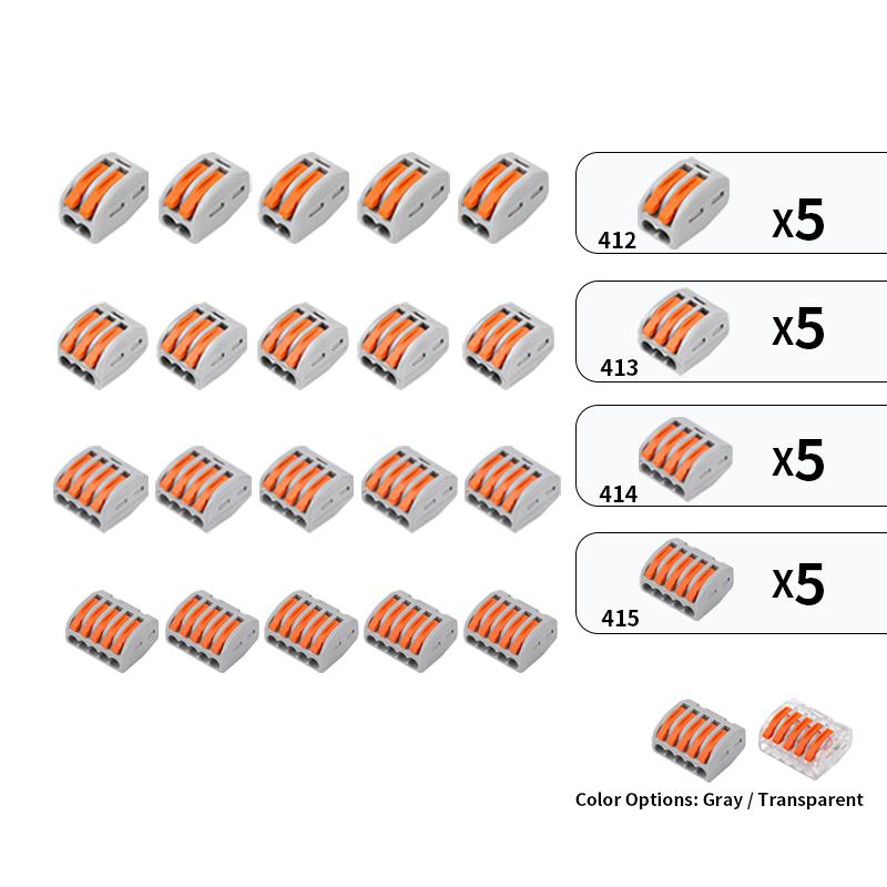 10/20/30PCS 2/3/4/5-Port Assorted Kit Quick Push In Lever Wire Connector Mini Compact Terminal Block 0.08-4mm2 Electrical Wiring