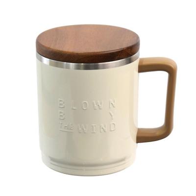 Sabu Blowin Woody Edelstahl Thermoskanne 423604 Becher, Elfenbein, 400ml,
