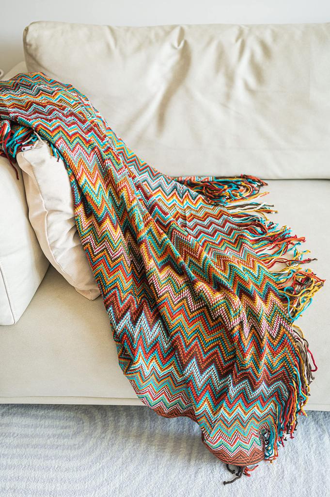 Stylová velká pletená deka s bohémským Vhodná na přehozy a Ideální na podzim a a Ideální pro použití v letadle Vzor, Přehozy, Zima, Pratelná,