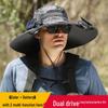 Solar-Powered Wide Brim Sunshade Hat with Lithium Battery Fan for Men