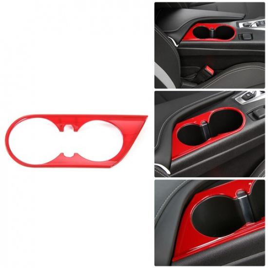 Console Front Cup Holder Cover Ring Trim Decor Bezels Red For Chevrolet Camaro