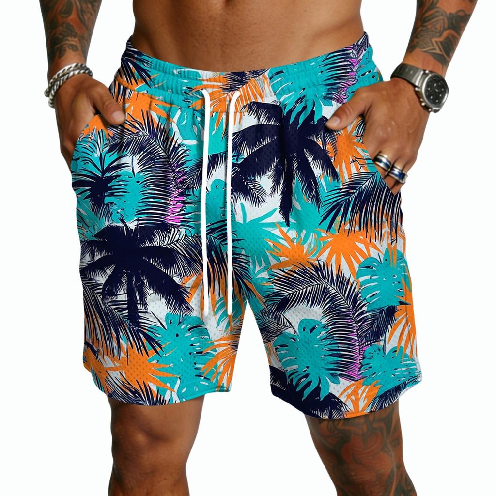 Pantalones Cortos Casuales para Hombre con Estampado Hawaiano y Cordón, Ligeros de Secado Rápido con Entrepierna de 5 Pulgadas para Vacaciones de Verano